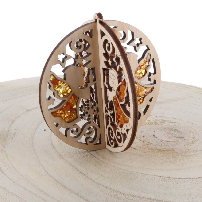 Boule Ange de Noel - Ambre
