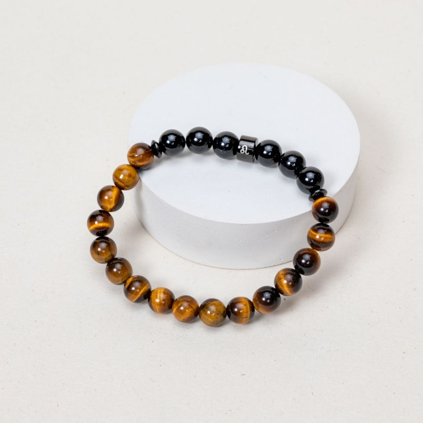 Bracelet Lion - Oeil de Tigre, Tourmaline - Noir